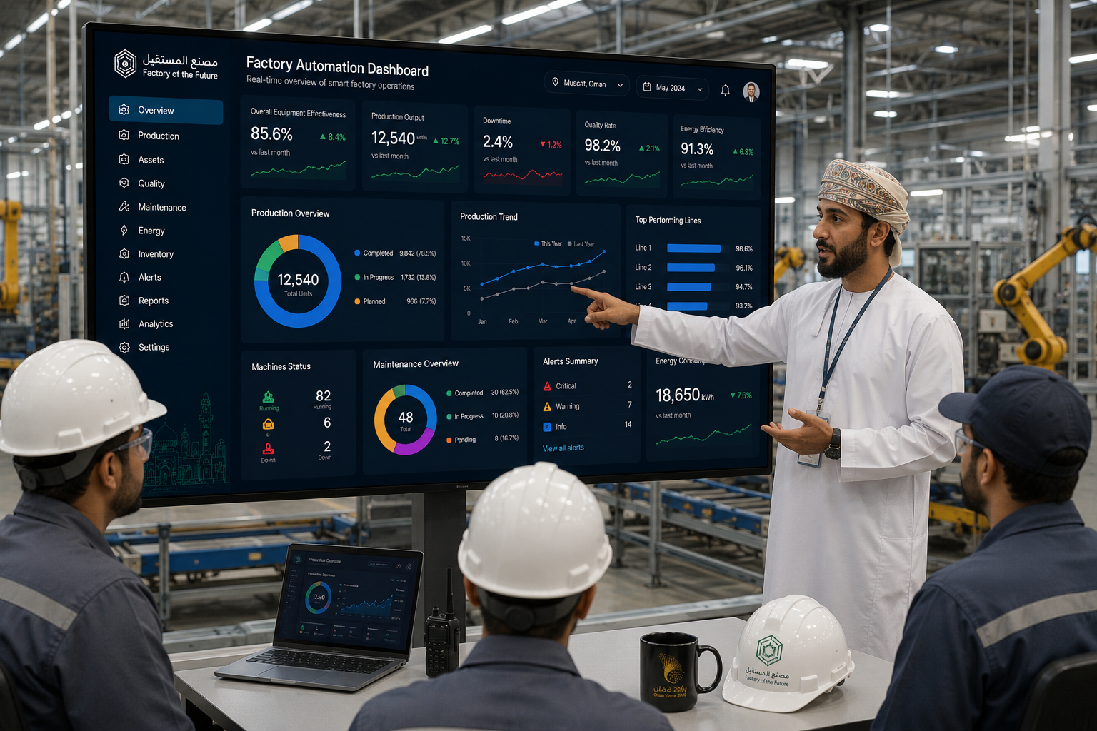 Factory automation and smart manufacturing dashboard