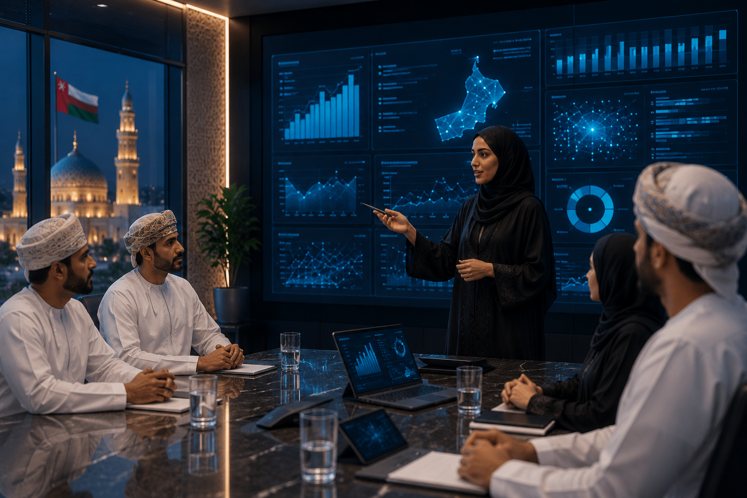 Executive big data presentation and analytics boardroom